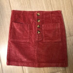 Jolt pale Red Corduroy Mini Skirt with Button Front size 3 (26w)